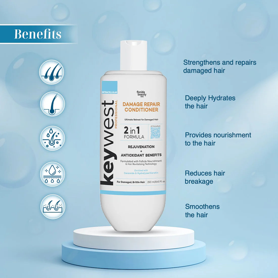 Keywest Professional Damage Repair Kit (Shampoo + Conditioner + Hair Mask)