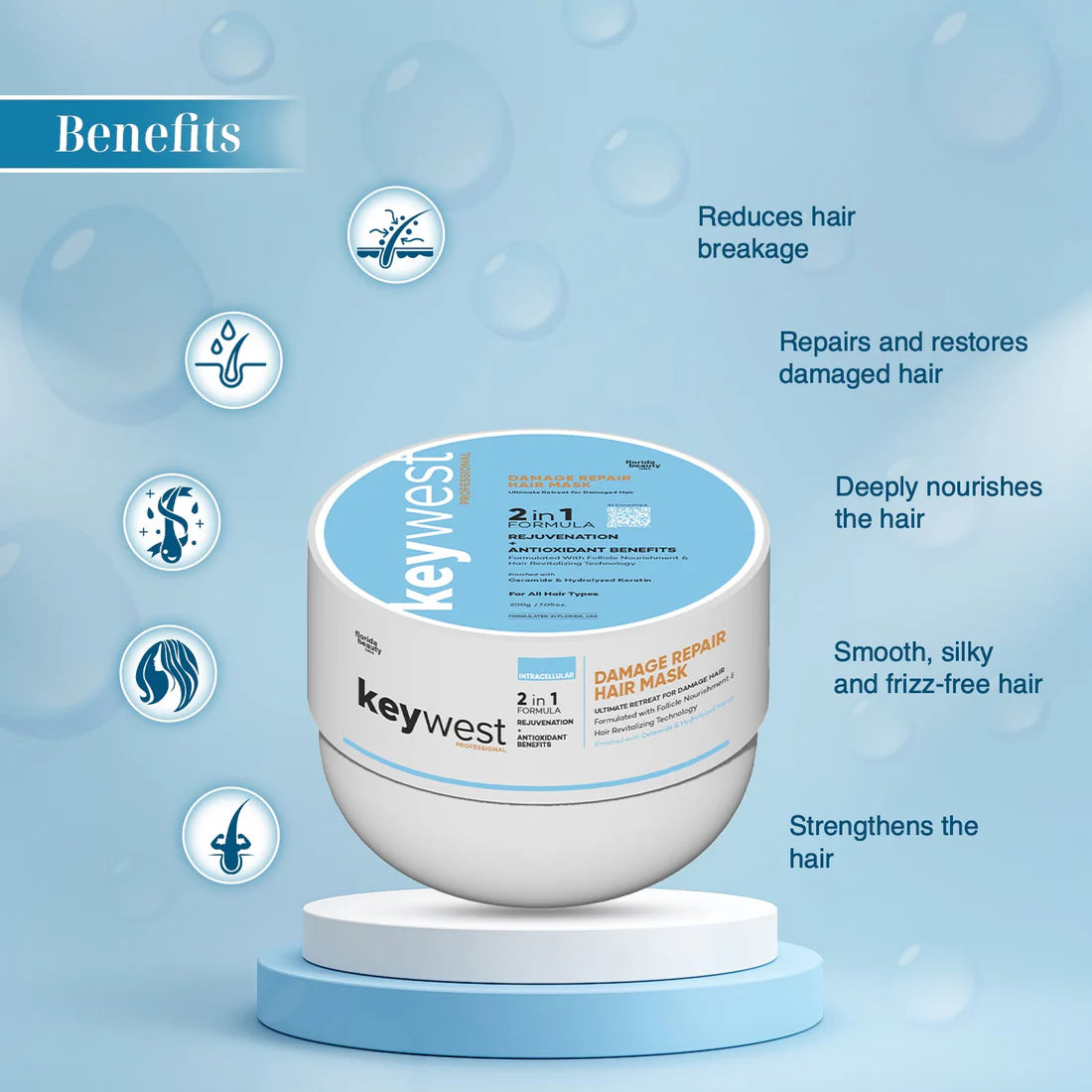 Keywest Professional Damage Repair Kit (Shampoo + Conditioner + Hair Mask)