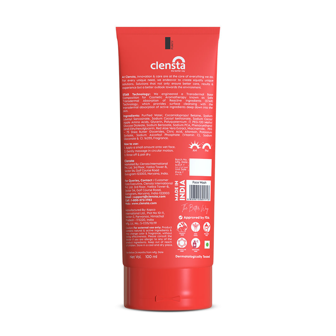 Clensta Red Aloe Vera Skin Glow Face Wash (100ml)
