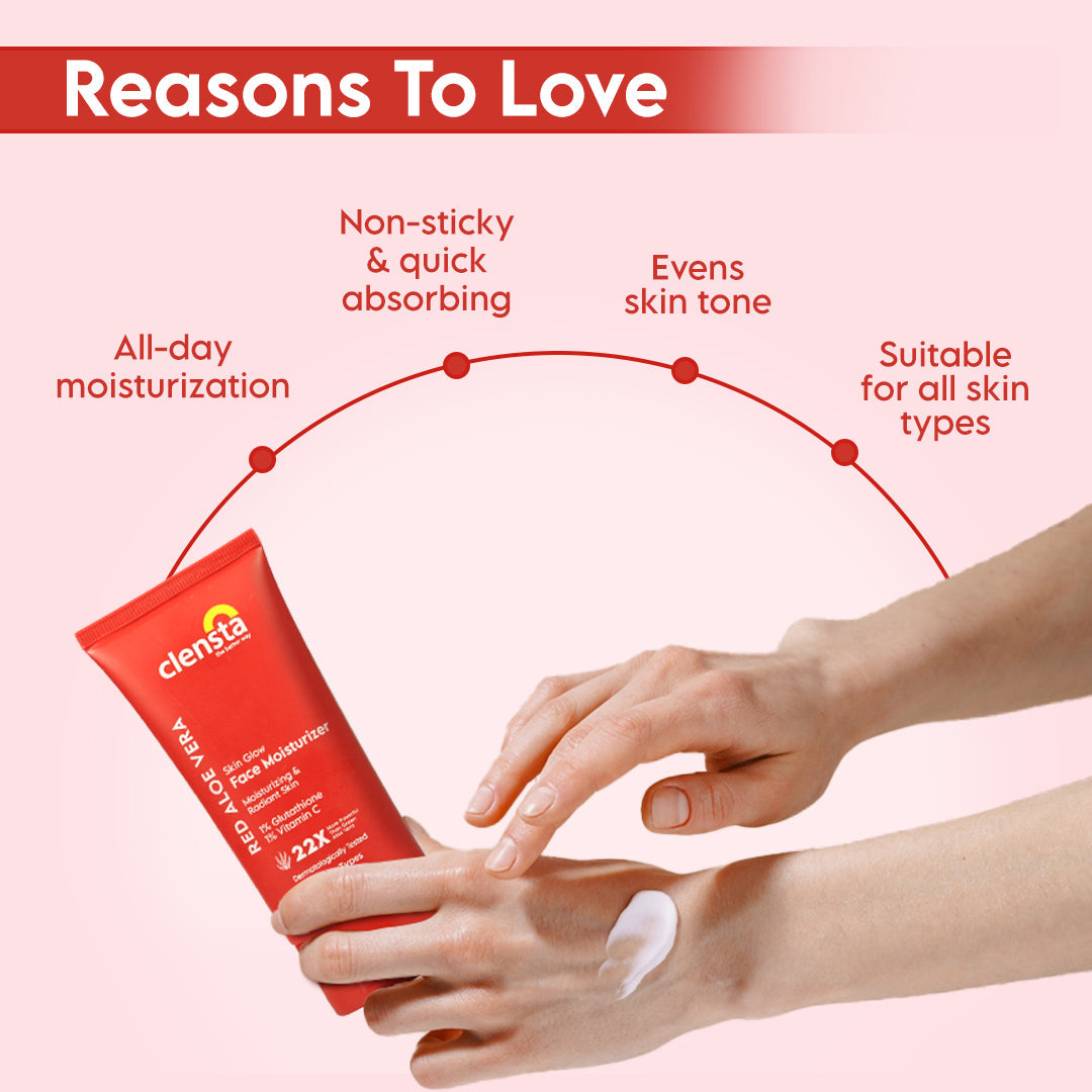 Clensta Red Aloe Vera Skin Glow Face Moisturizer (80gm)