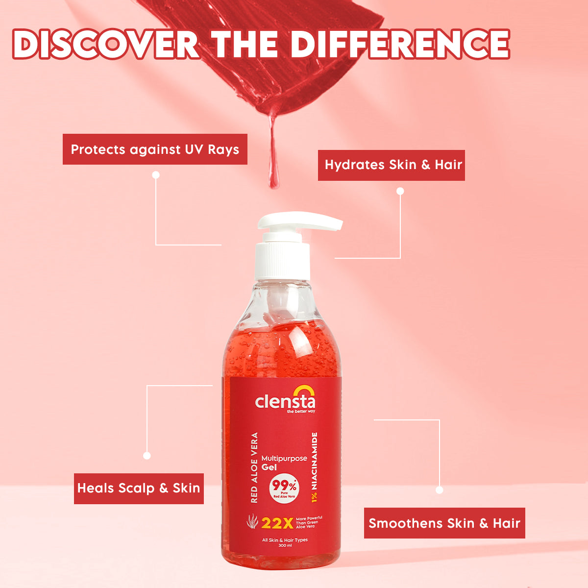 Clensta Red Aloe Vera Multipurpose Gel (300ml)