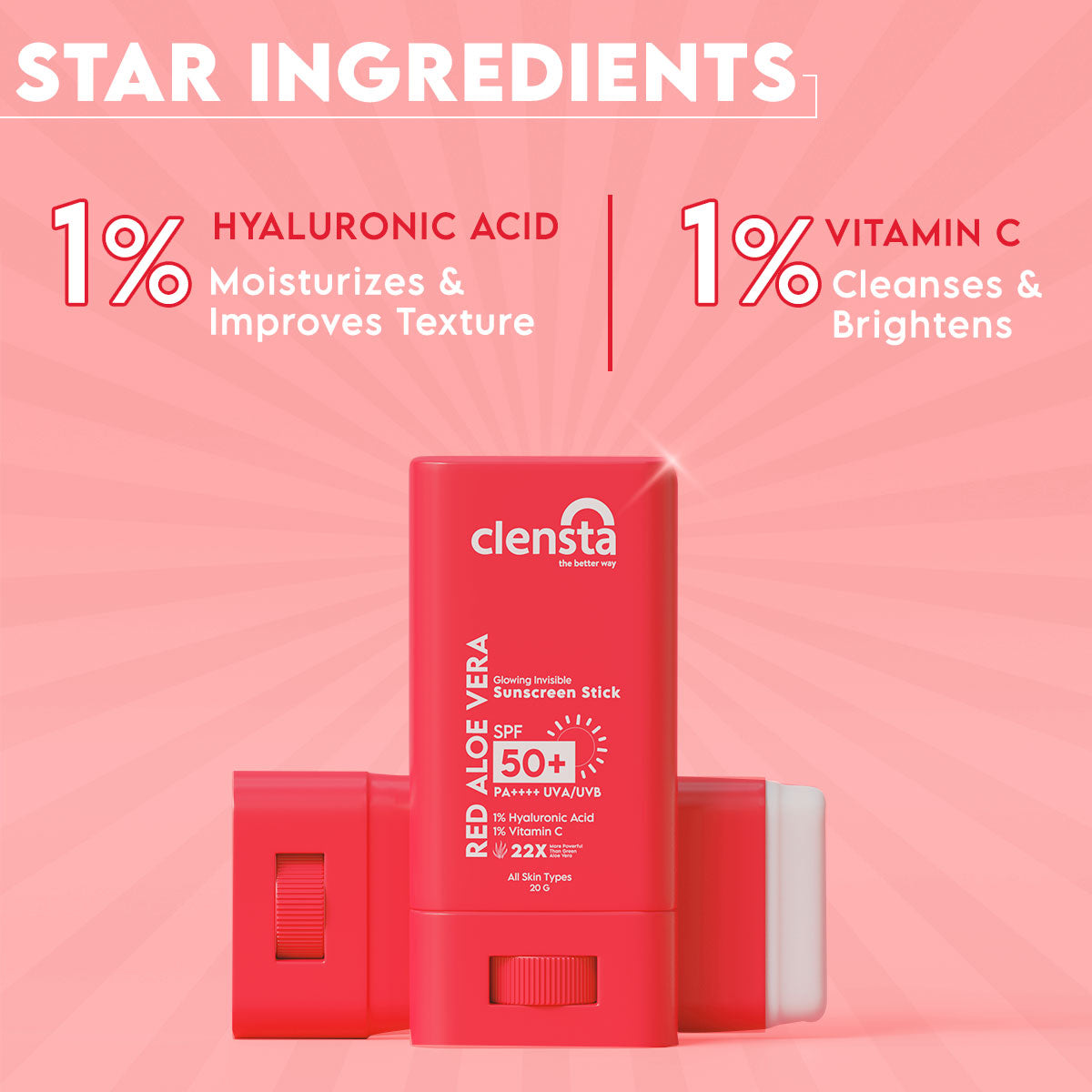 Clensta Red Aloe Vera Sunscreen Stick (20gm)