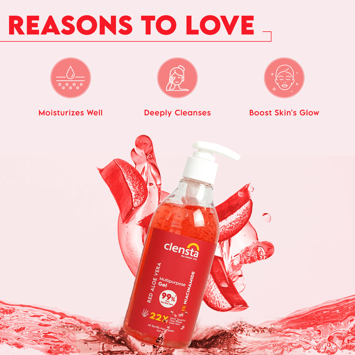 Clensta Red Aloe Vera Multipurpose Gel (300ml)