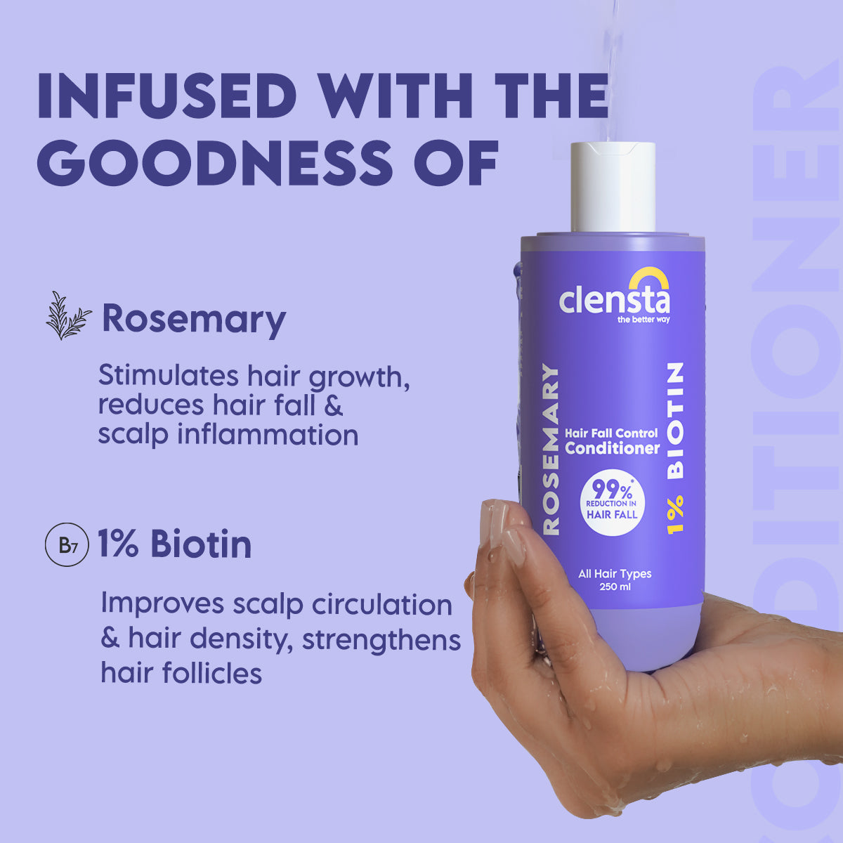Clensta Rosemary Hair Fall Control Conditioner (250ml)