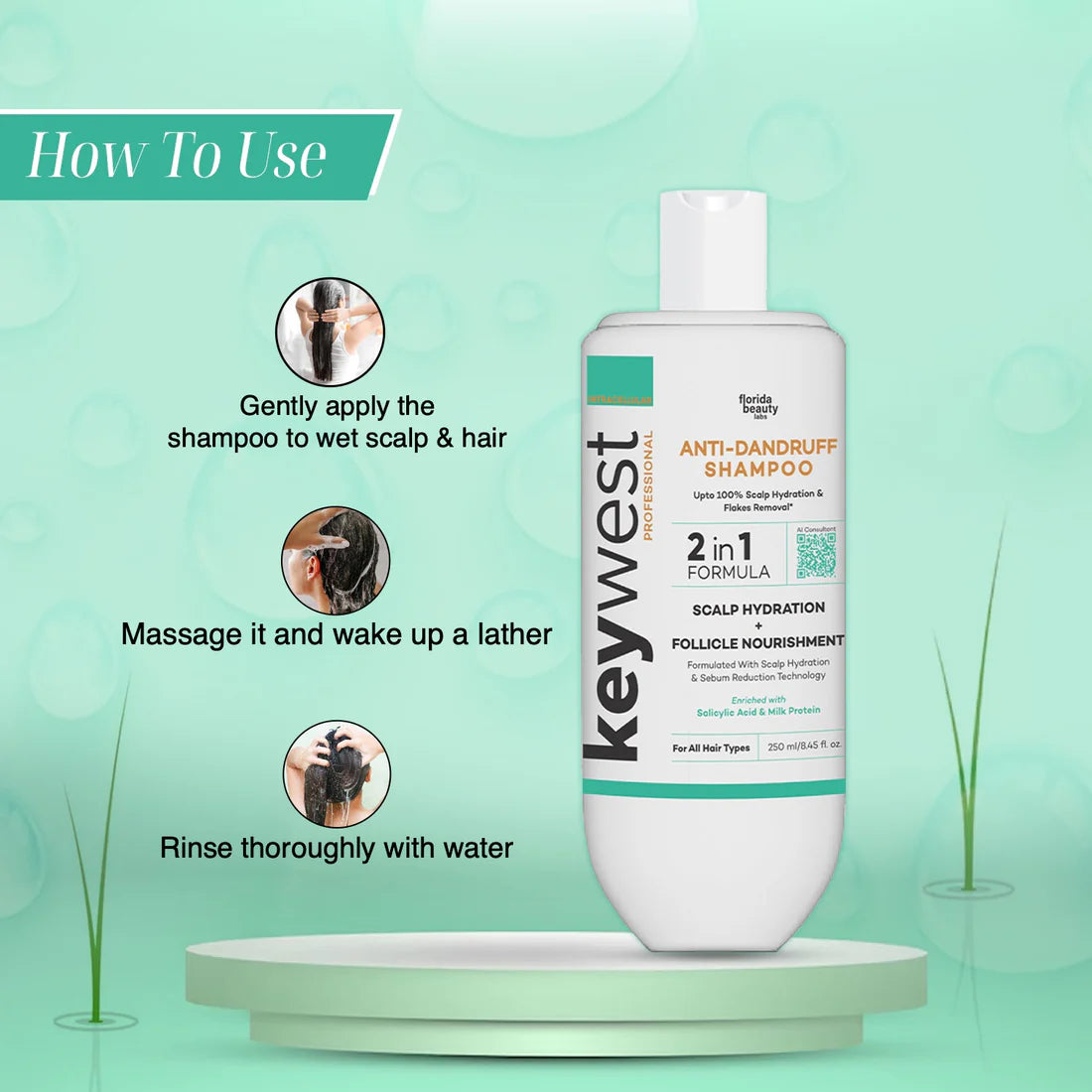 Keywest Professional Anti-Dandruff Kit (Shampoo + Conditioner + Hair Mask)
