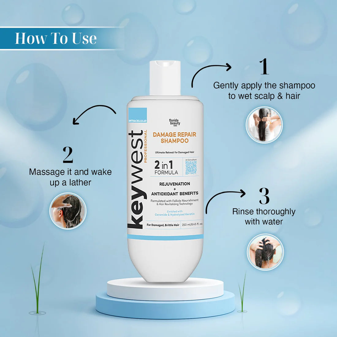 Keywest Professional Damage Repair Kit (Shampoo + Conditioner + Hair Mask)