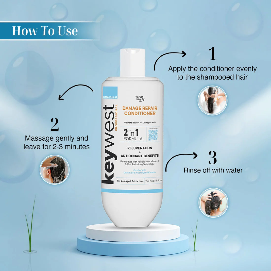 Keywest Professional Damage Repair Kit (Shampoo + Conditioner + Hair Mask)