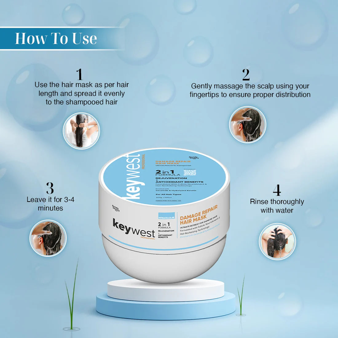 Keywest Professional Damage Repair Kit (Shampoo + Conditioner + Hair Mask)