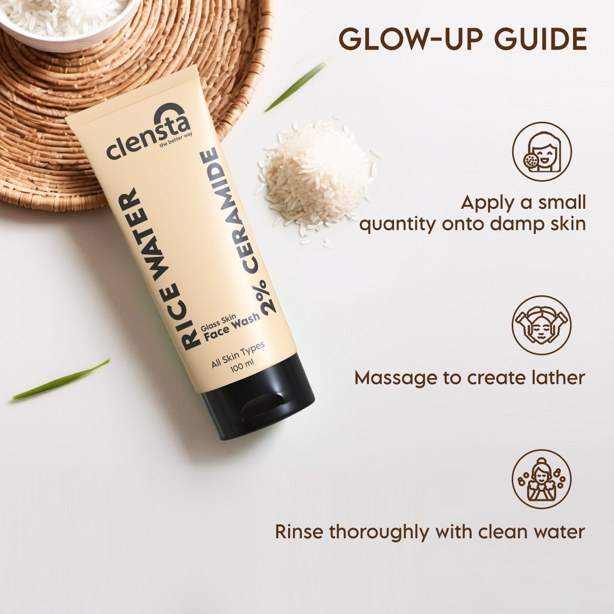 Clensta Rice Water Face Wash (100ml)