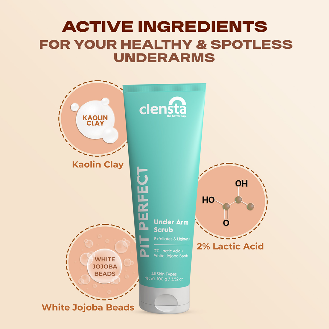Clensta Pit Perfect Under Arm Scrub (100gm)