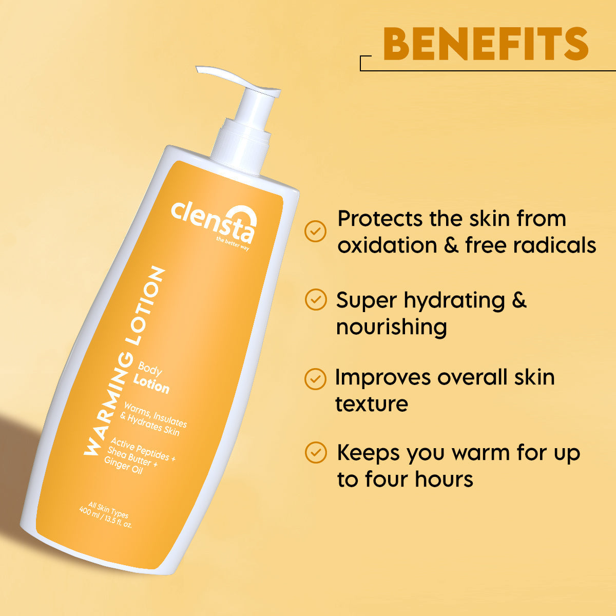 Clensta Warming Body Lotion (400ml)