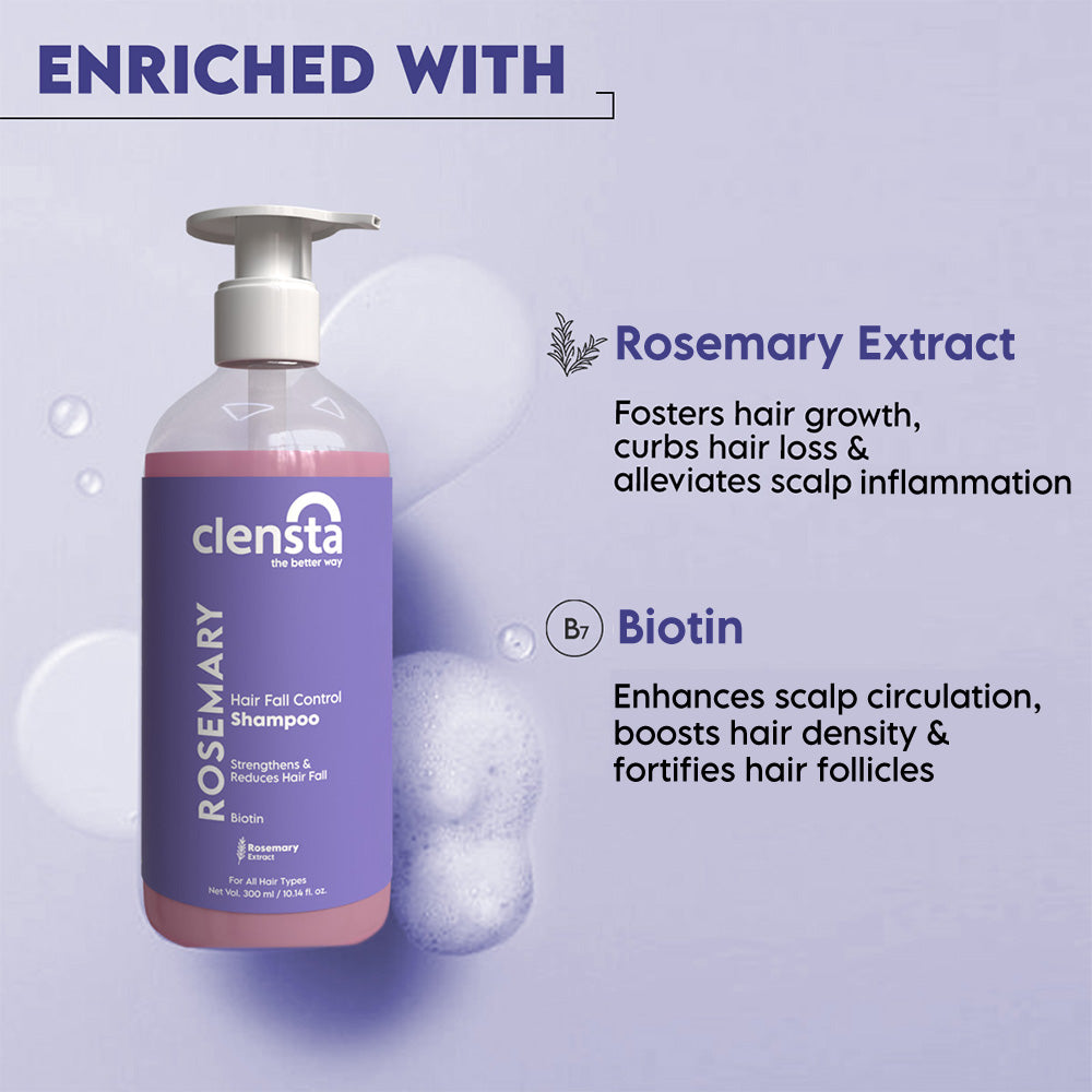 Clensta Rosemary Hair Fall Control Shampoo (300ml)