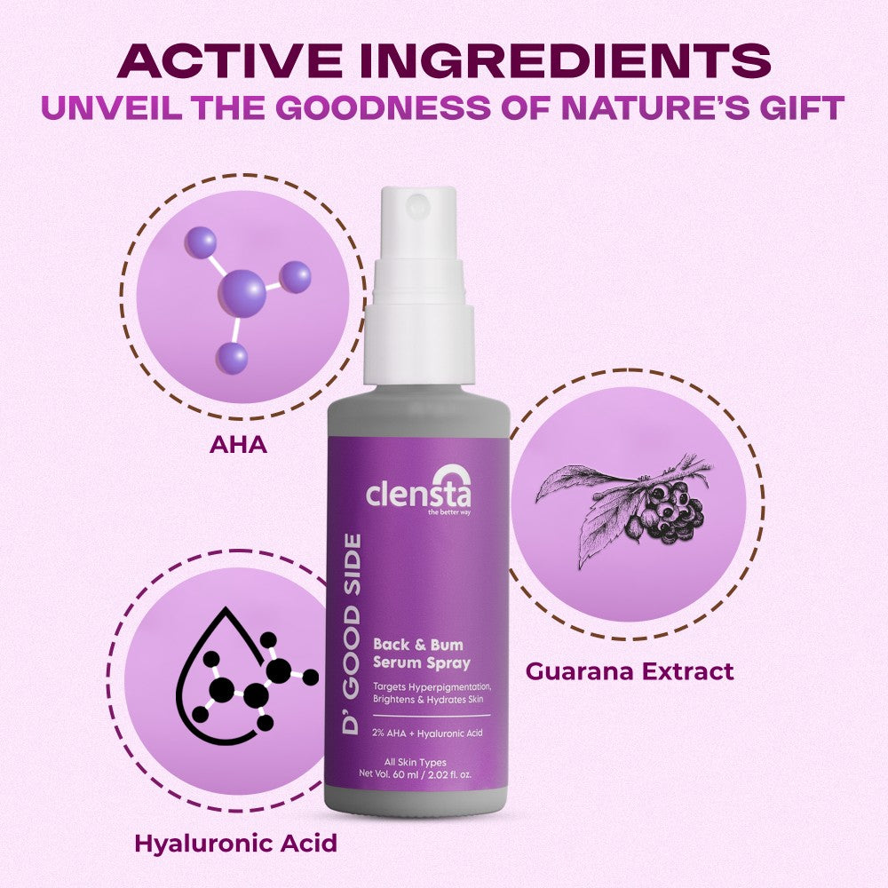 Clensta D' Good Side Back And Bum Serum Spray (60ml)