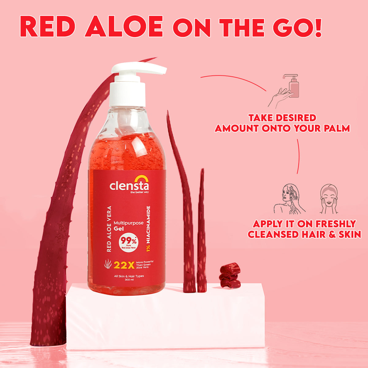 Clensta Red Aloe Vera Multipurpose Gel (300ml)