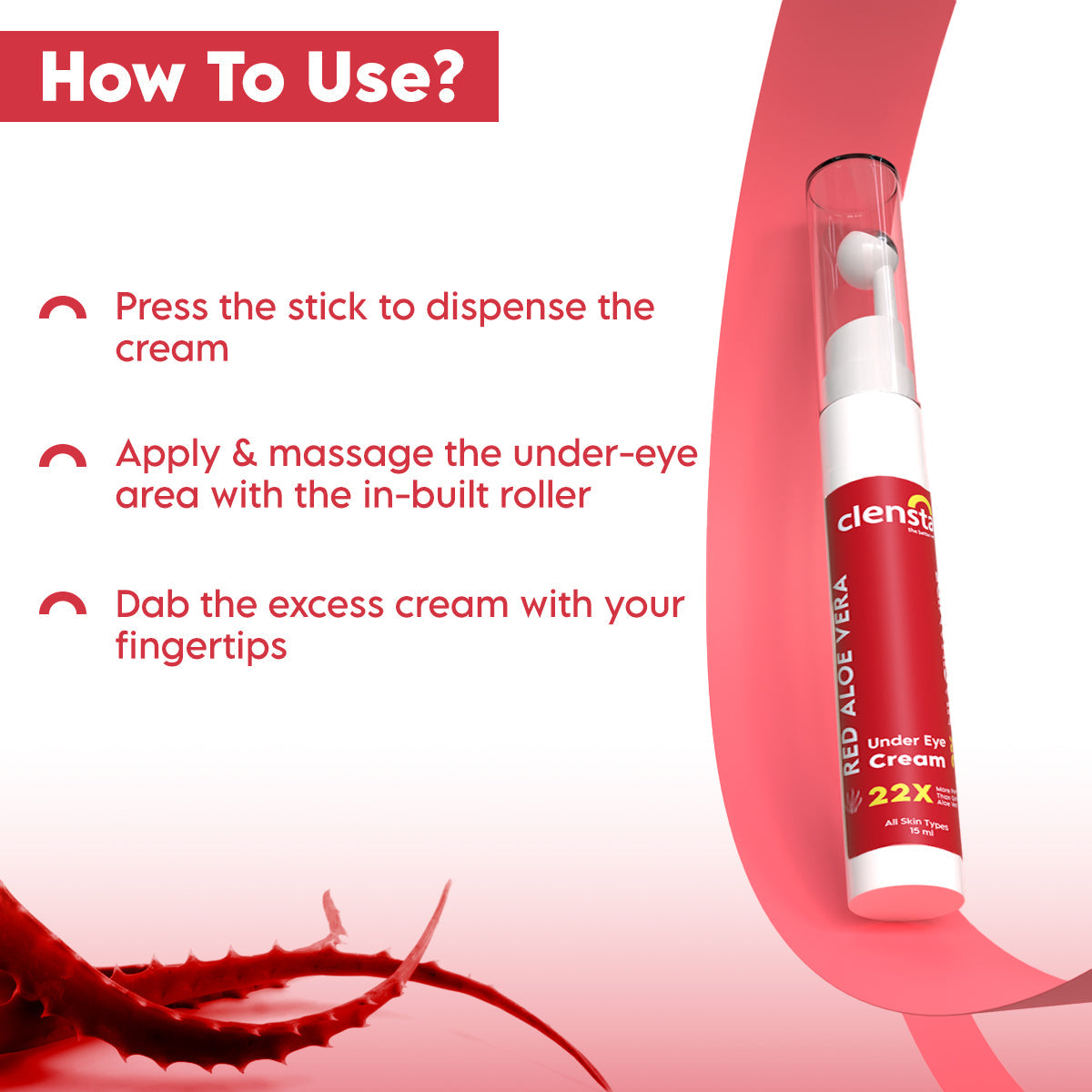 Clensta Red Aloe Vera Under Eye Cream (15ml)
