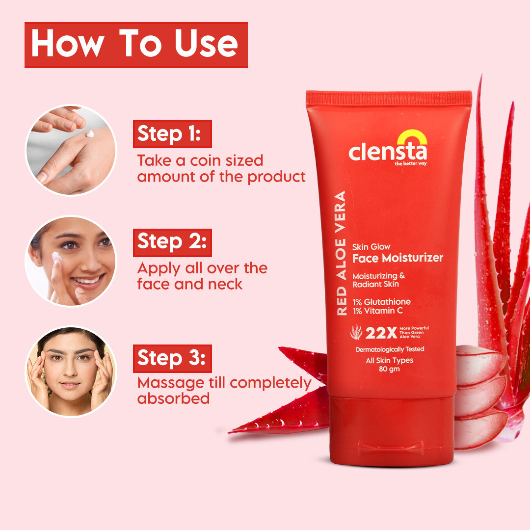 Clensta Red Aloe Vera Skin Glow Face Moisturizer (80gm)