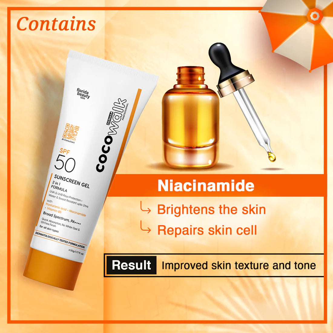 Combo Offer: Cocowalk D-Tan Mask 500g, + Sunscreen Gel SPF 50 PA++++ 50g, and Vitamin C Face Wash Gel 100ml.