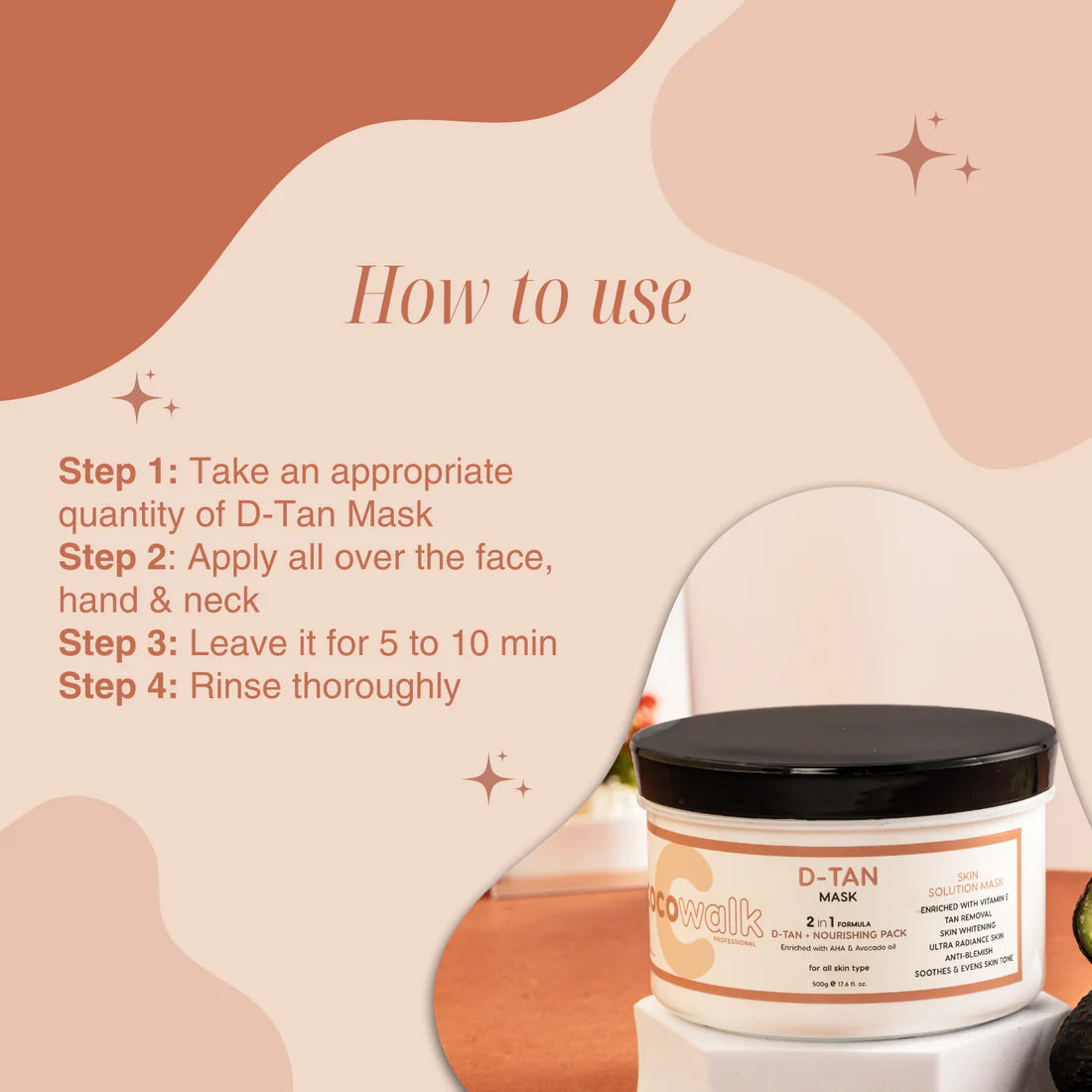 Combo Offer: Cocowalk D-Tan Mask 500g, + Sunscreen Gel SPF 50 PA++++ 50g, and Vitamin C Face Wash Gel 100ml.