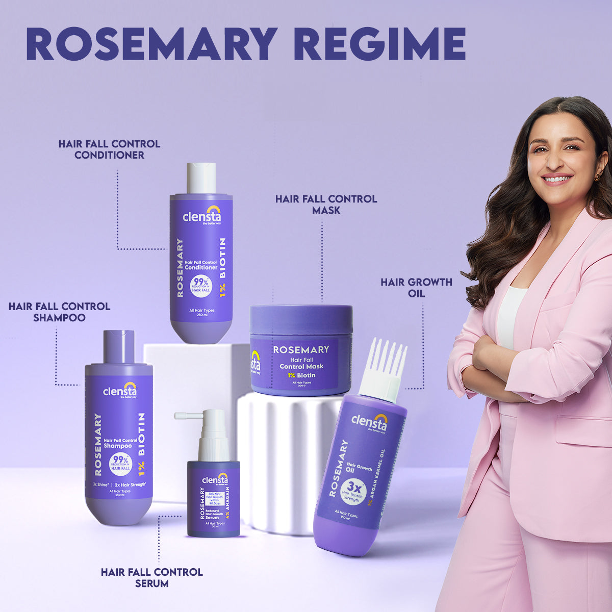 Clensta Rosemary Hair Fall Control Shampoo (250ml)