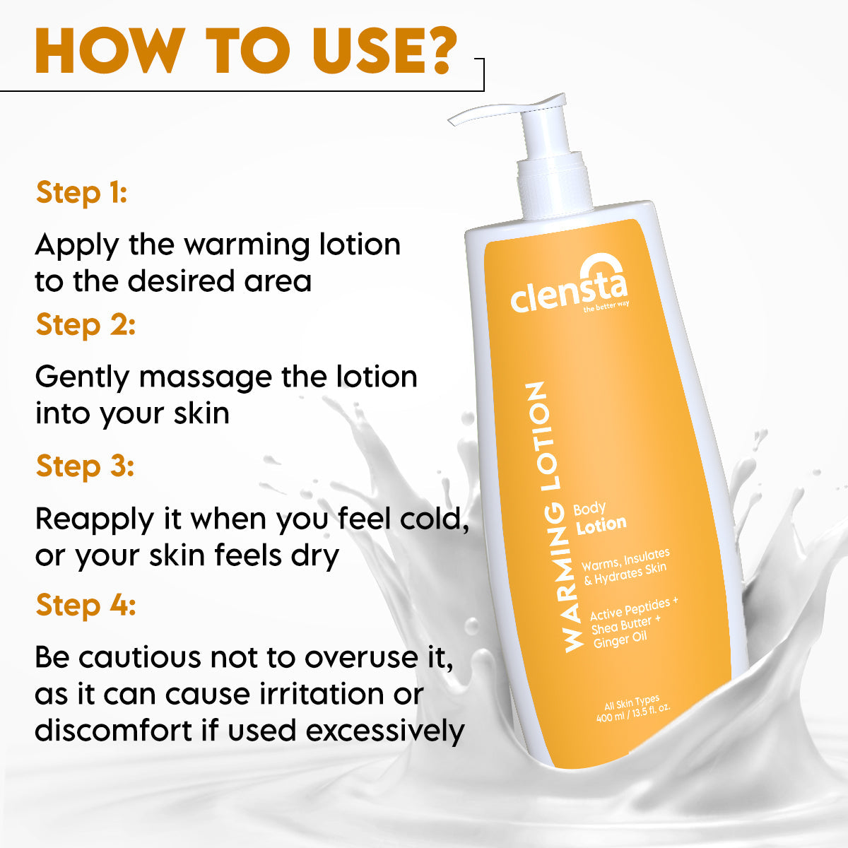 Clensta Warming Body Lotion (400ml)
