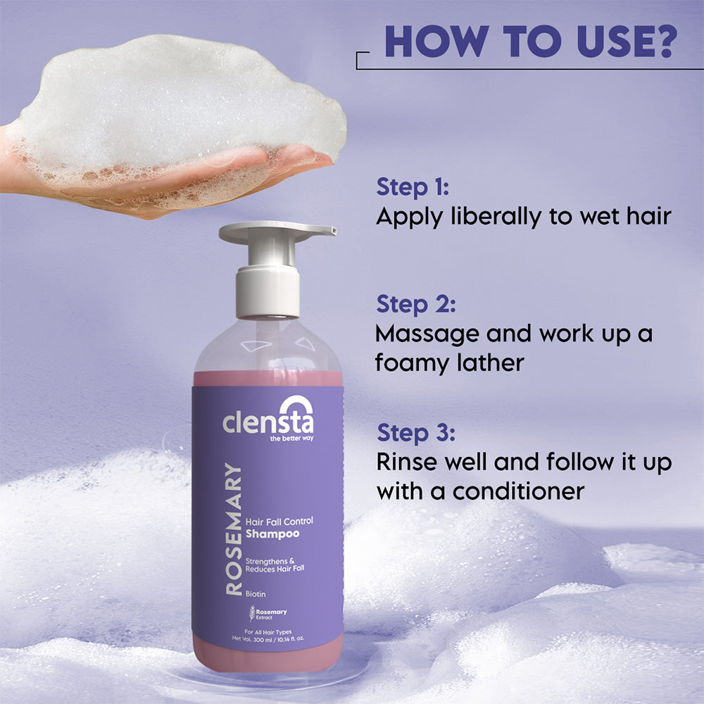 Clensta Rosemary Hair Fall Control Shampoo (300ml)