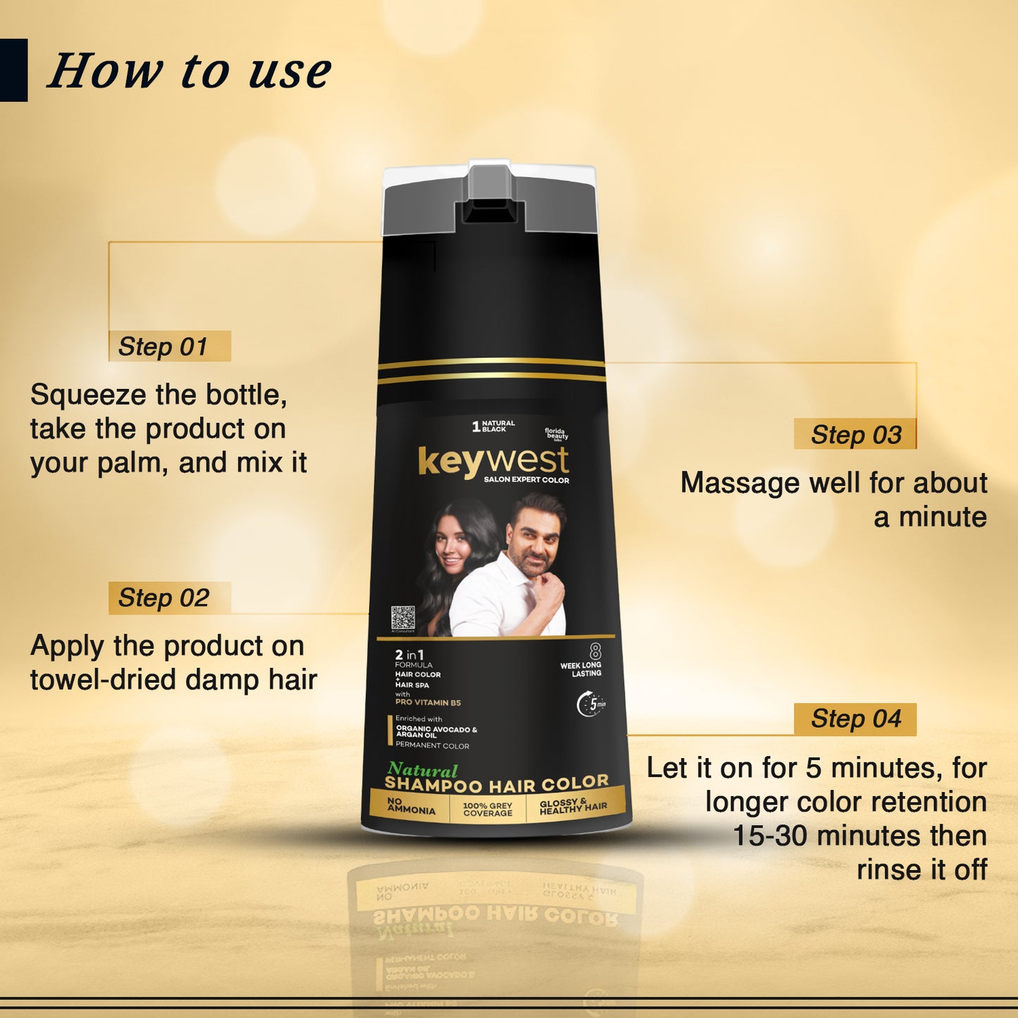 Keywest Salon Expert Shampoo Hair Color (400ml)
