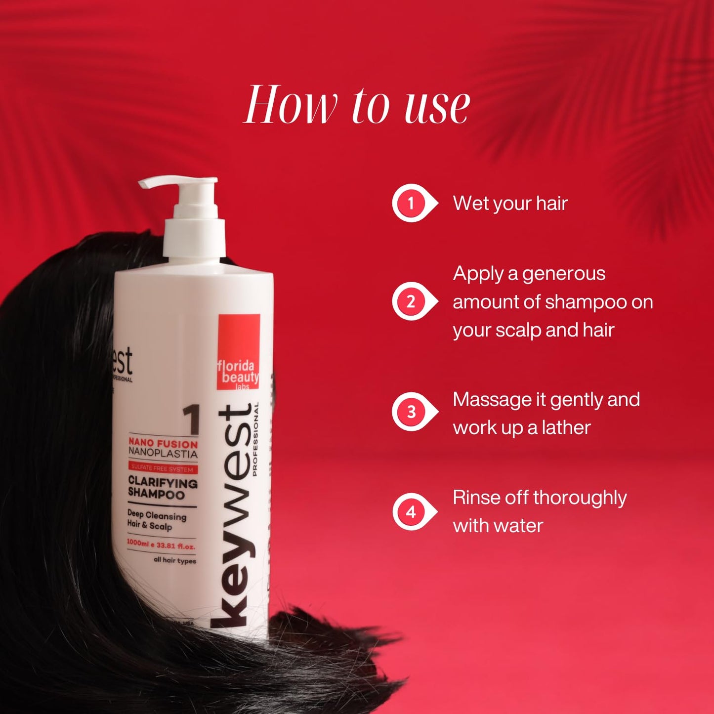 Keywest Professional Nanoplastia Sulfate Free Clarifying Shampoo - 1000ml | Suitable for All Hair Types | For Deep Cleansing Hair & Scalp