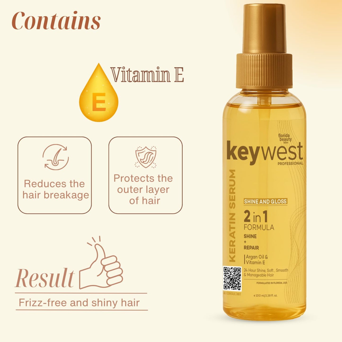 Keywest Professionals Shine and Gloss Hair Serum (100ml)
