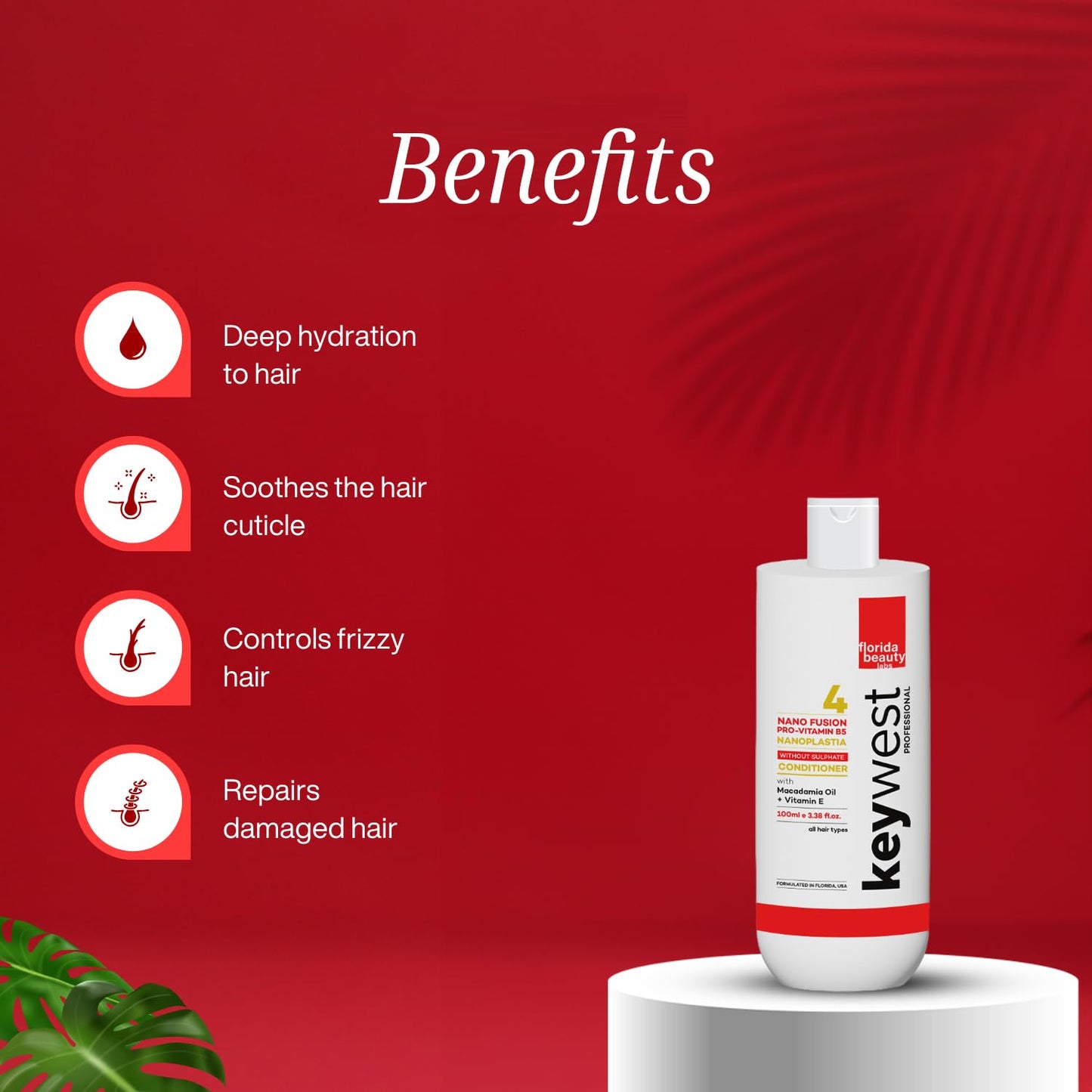 Keywest Professional Nanoplastia Sulfate Free Conditioner - 100ml | For All Hair Types | Enriched With Macadamia Oil + Vitamin E