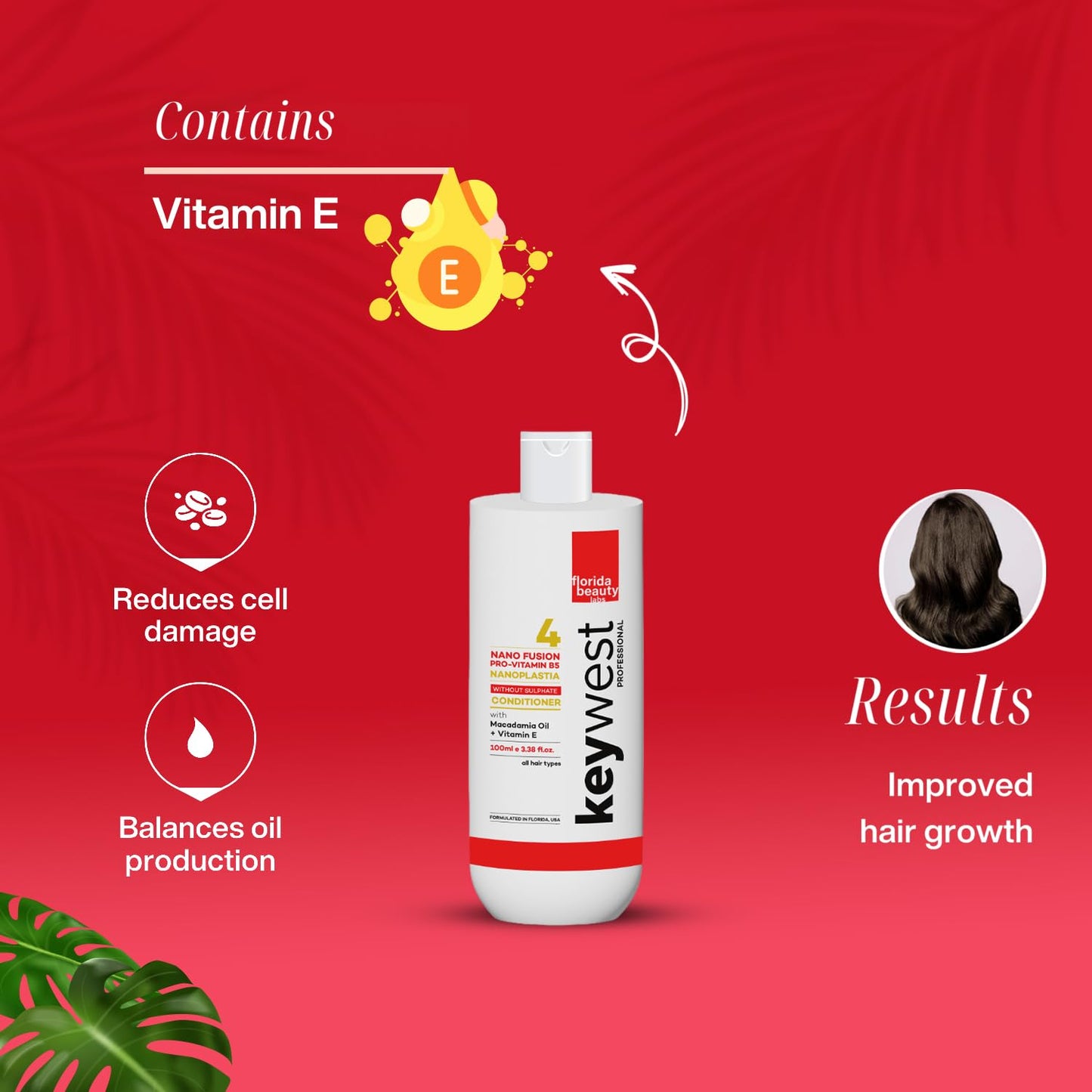 Keywest Professional Nanoplastia Sulfate Free Conditioner - 100ml | For All Hair Types | Enriched With Macadamia Oil + Vitamin E
