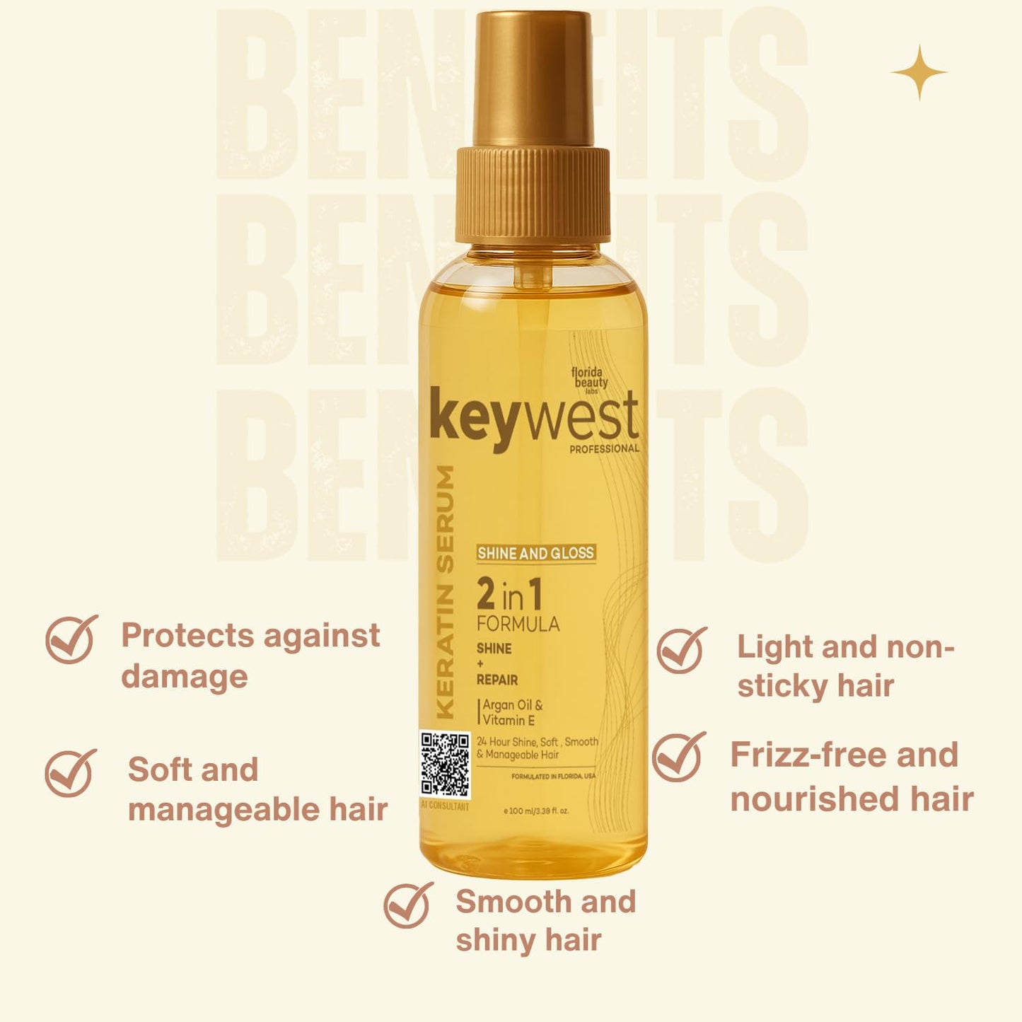 Keywest Professionals Shine and Gloss Hair Serum (100ml)