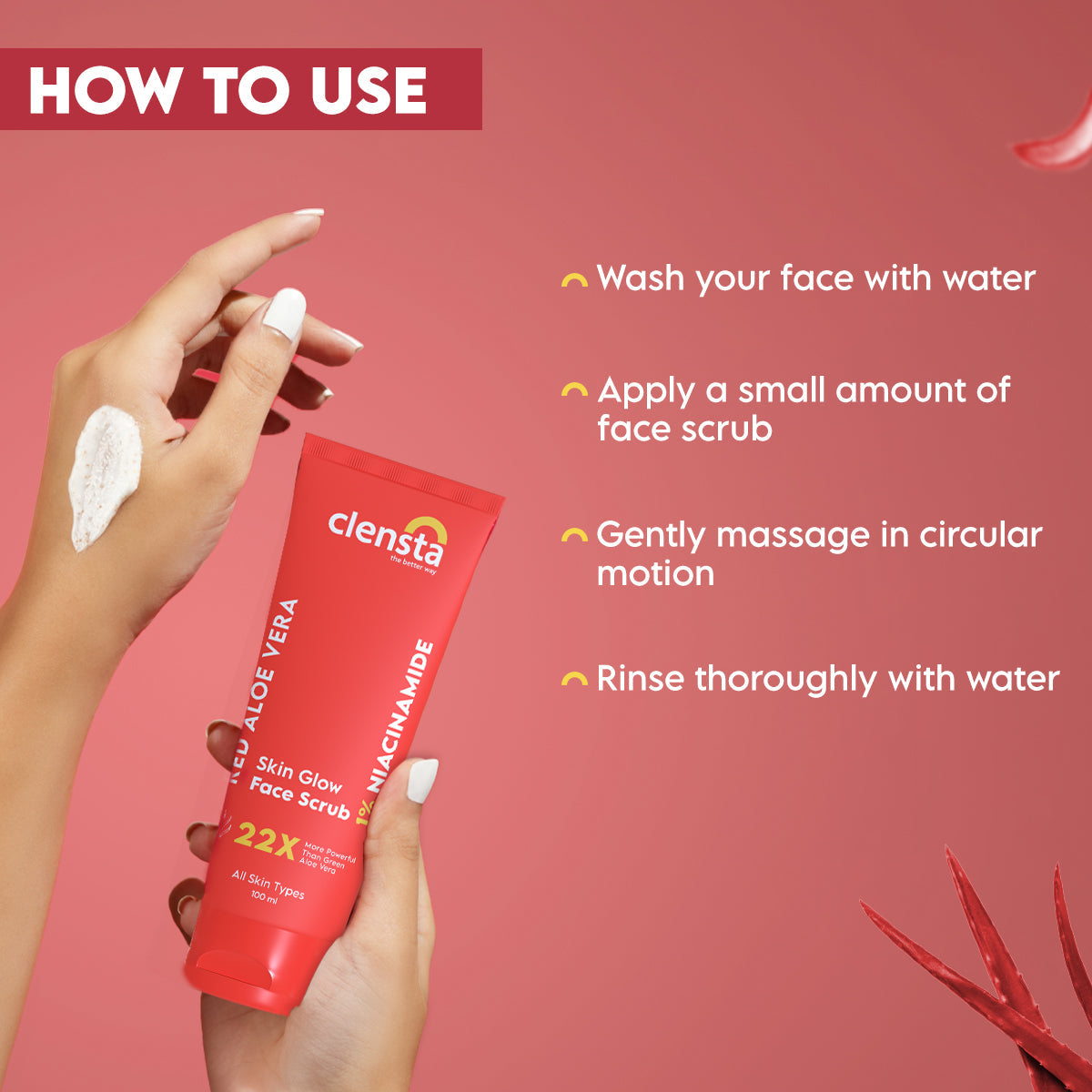 Clensta Red Aloe Vera Skin Glow Face Scrub (100ml)