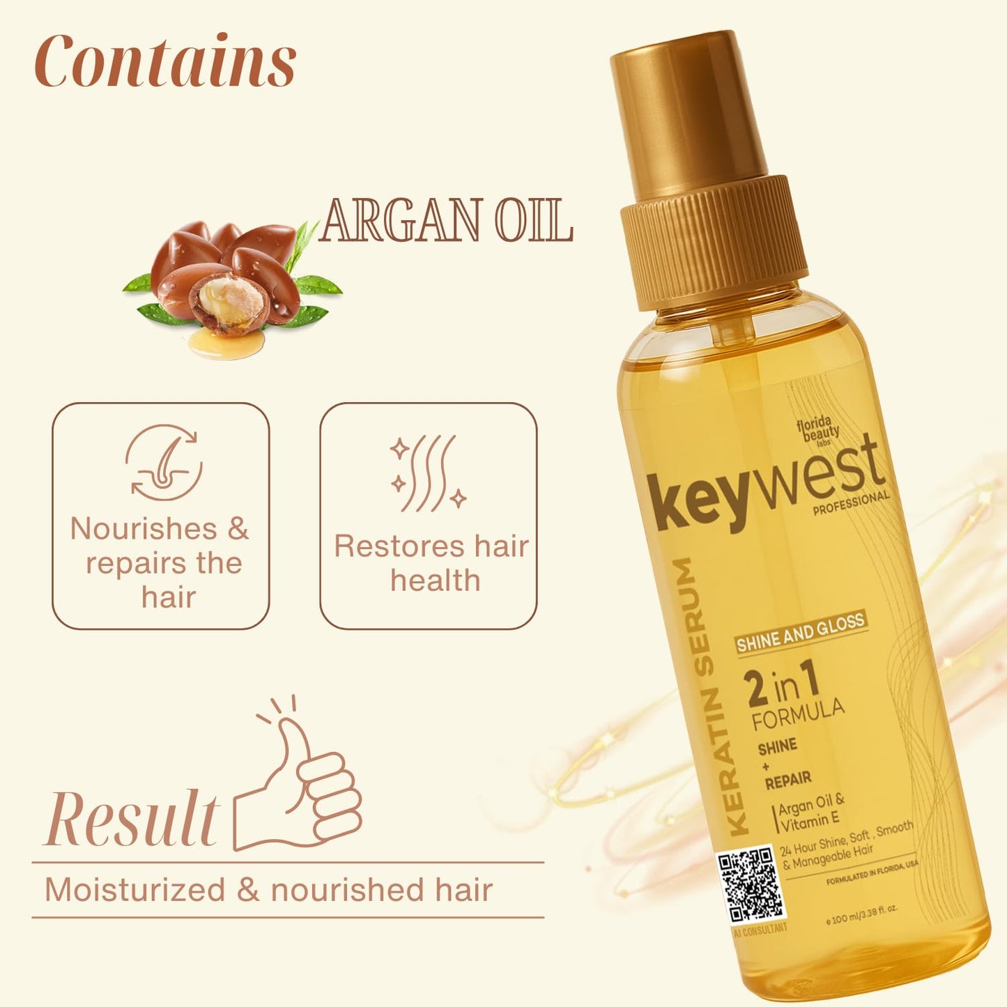 Keywest Professionals Shine and Gloss Hair Serum (100ml)