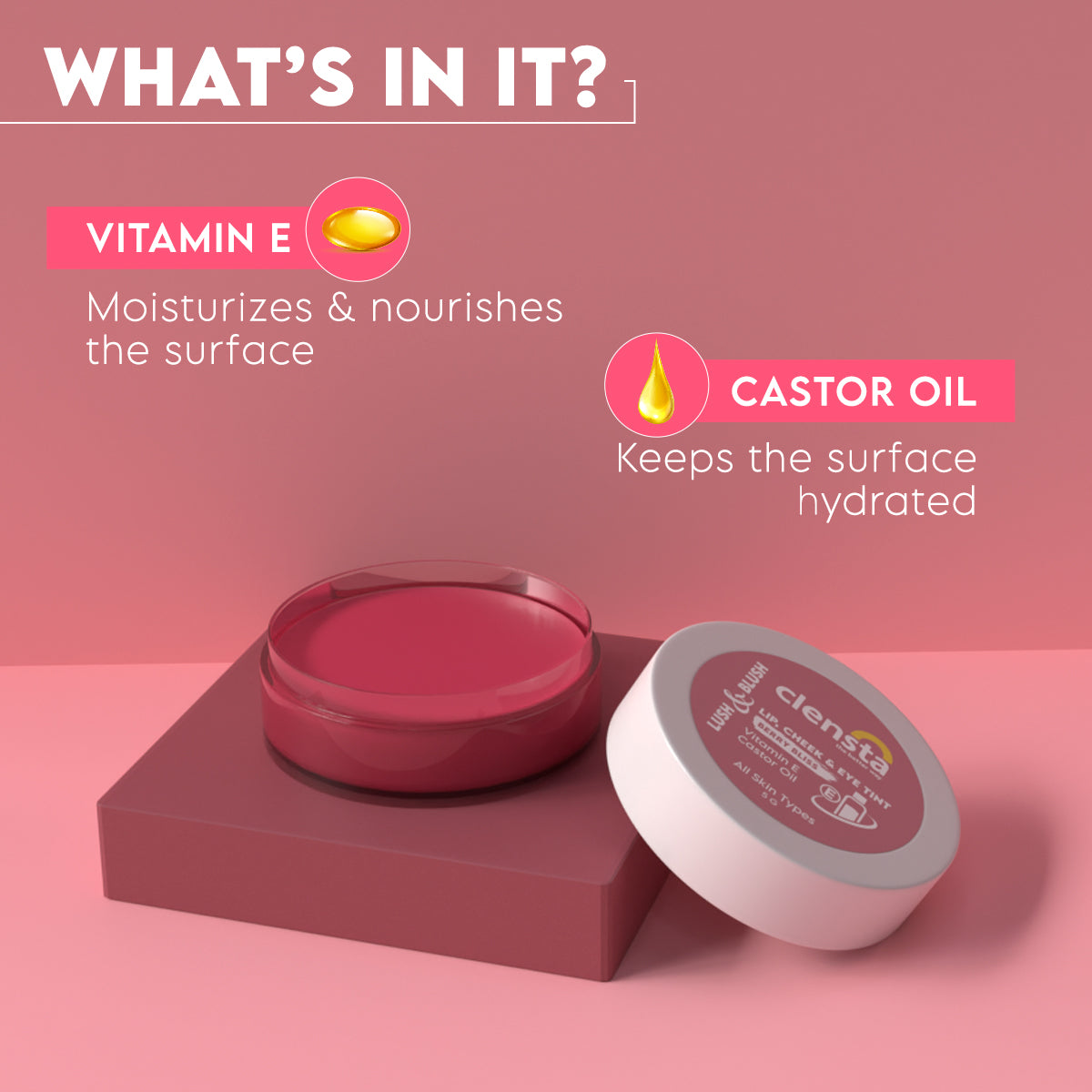 Clensta Lush & Blush Lip, Cheek & Eye Tint - Berry Bliss (5gm)