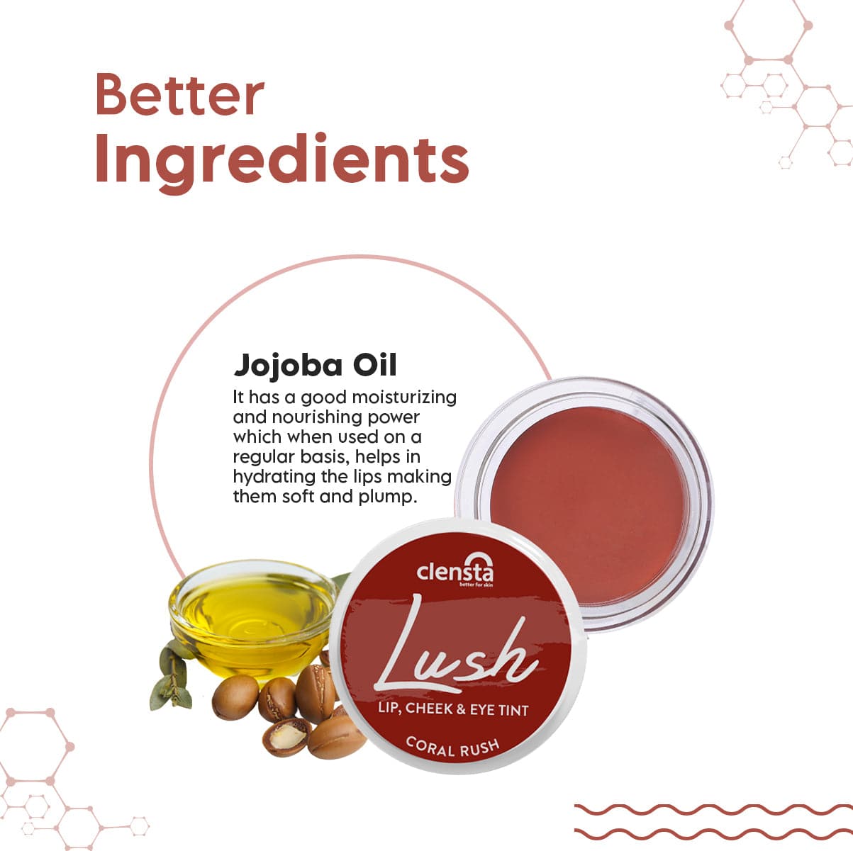 Clensta Lush & Blush Lip, Cheek & Eye Tint - Coral Crush (5gm)