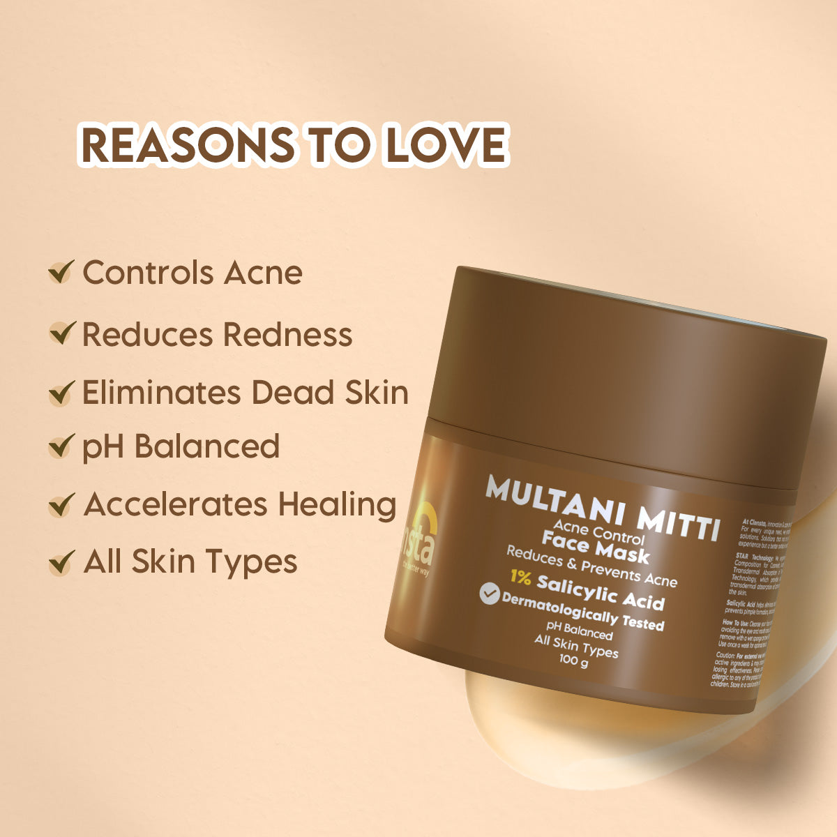 Clensta Multani Mitti Acne Control Face Mask (100gm)