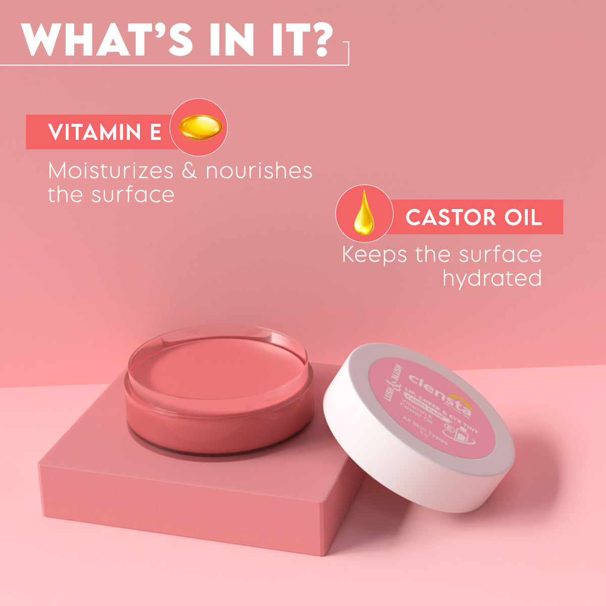 Clensta Lush & Blush Lip, Cheek & Eye Tint - Candy Cane (5gm)