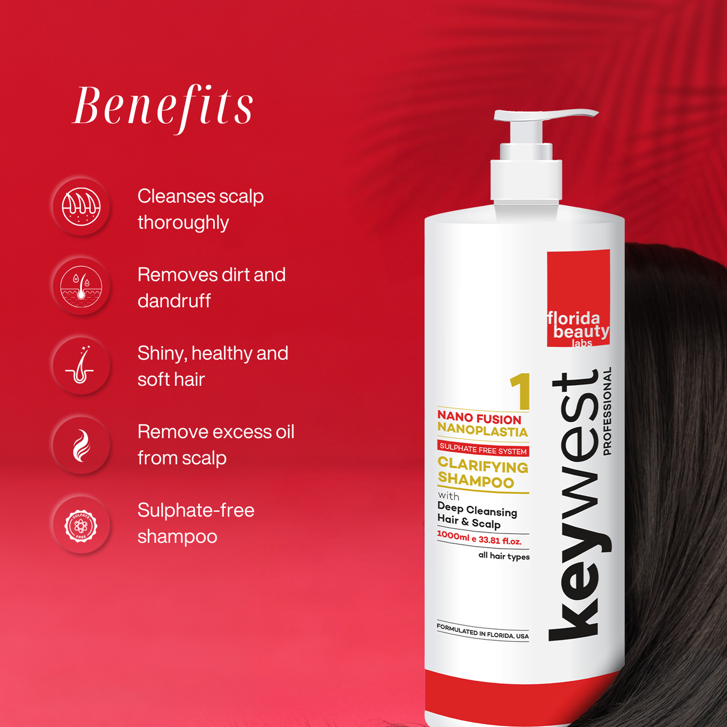 Keywest Professional Nanoplastia Clarifying Shampoo for Deep Cleansing (1000ml)