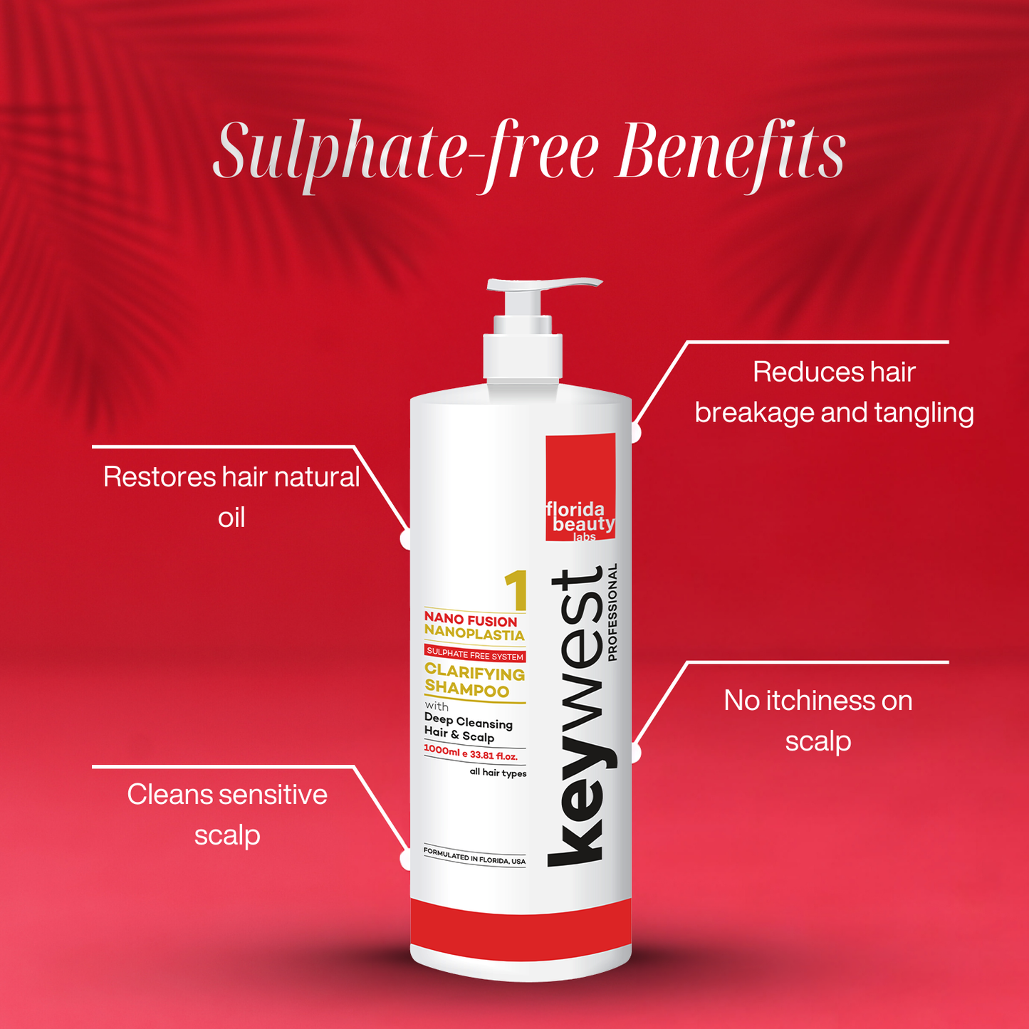 Keywest Professional Nanoplastia Clarifying Shampoo for Deep Cleansing (1000ml)