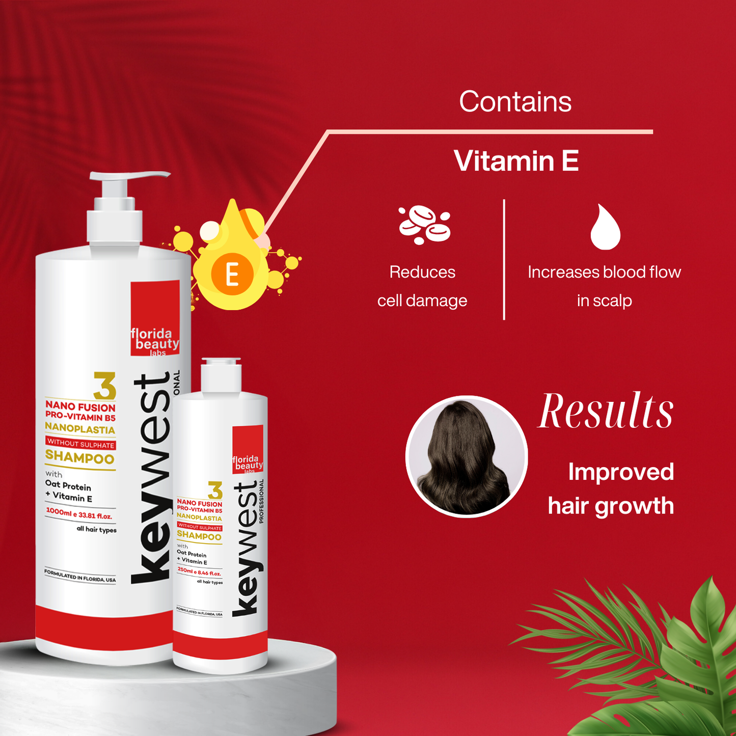 Keywest Professional Nanoplastia Sulfate Free Shampoo - 250ml | Suitable for All Hair Types | Enriched with Oat Protein + Vitamin E