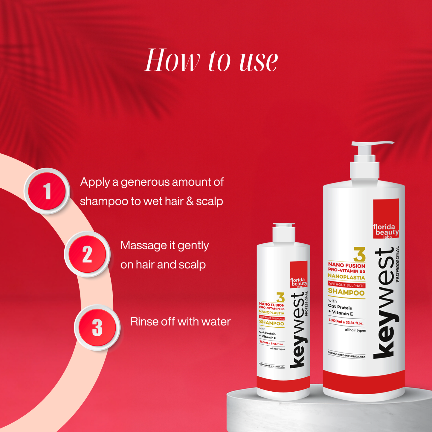 Keywest Professional Nanoplastia Sulfate Free Shampoo - 250ml | Suitable for All Hair Types | Enriched with Oat Protein + Vitamin E