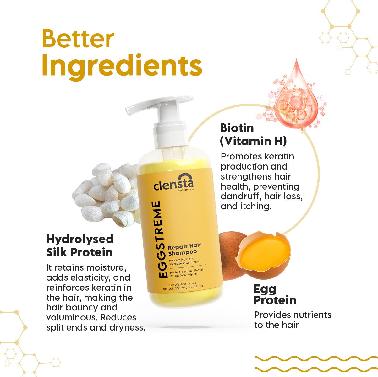 Clensta Eggstreme Repair Hair Shampoo (300 ml)