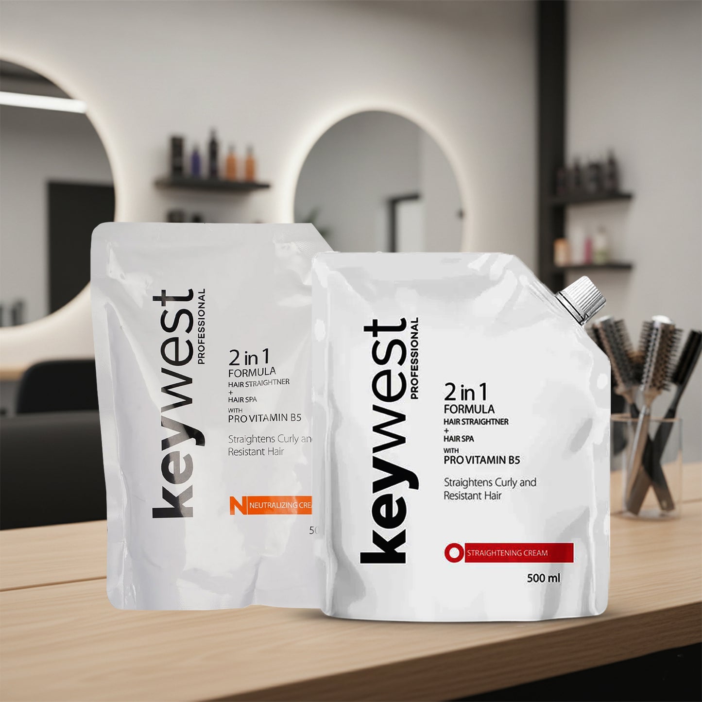 Keywest Professional Hair Straightening with Neutralizing Cream (500ml)