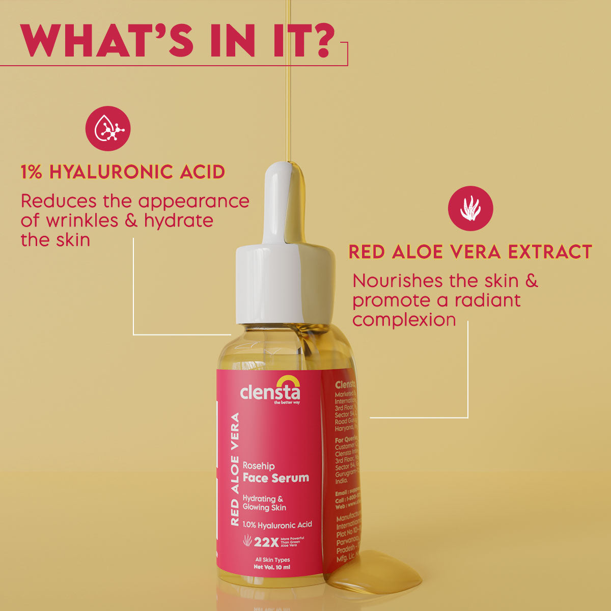 Clensta Red Aloe Vera Rosehip Serum (10 Ml)