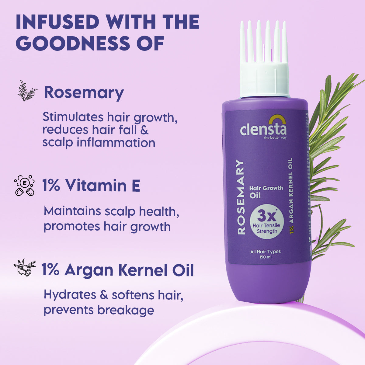 Clensta Rosemary Hair Growth Oil (150ml)