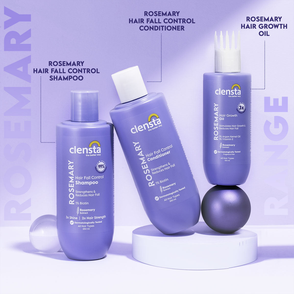 Clensta Rosemary Hair Fall Control Shampoo (250ml)