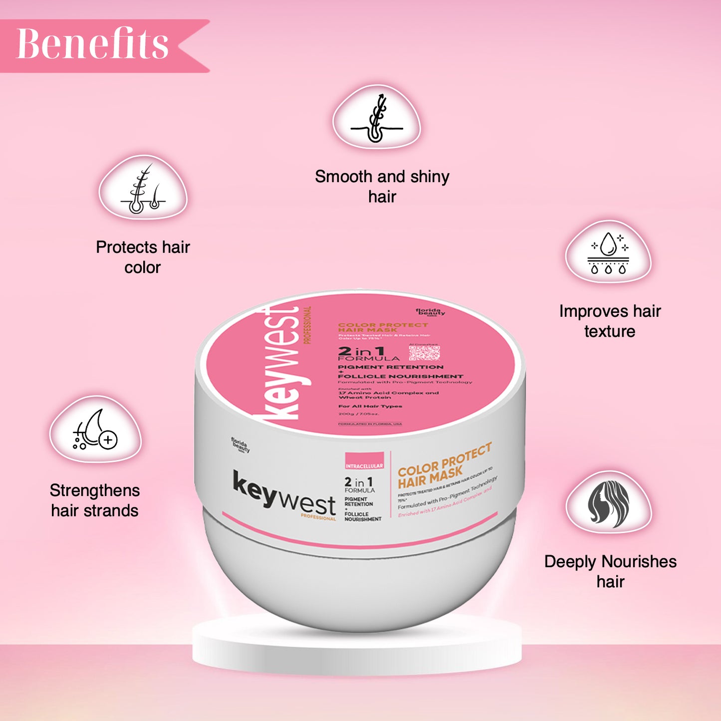 Keywest Professional Color Protect Hair Mask | 2-in-1 Formula | Pigment Retention & Follicle Nourishment | 200gm