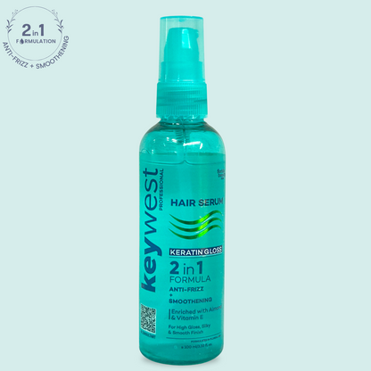 Keywest Professionals Keratin Gloss Hair Serum with Almond oil & Vitamin E | 2 in 1 Formula Anti-Frizz & Smoothening