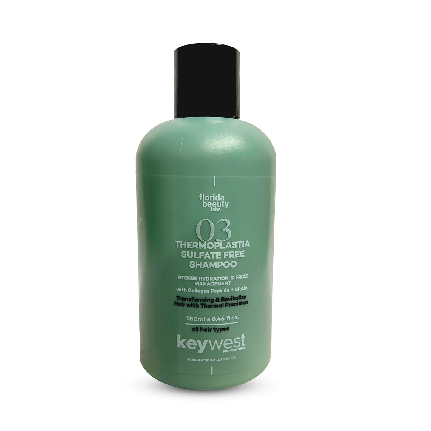 Keywest Professionals Thermoplastia Sulfate-Free Shampoo with Collagen Peptide + Biotin | Intense Hydration & Frizz Management | 250ml