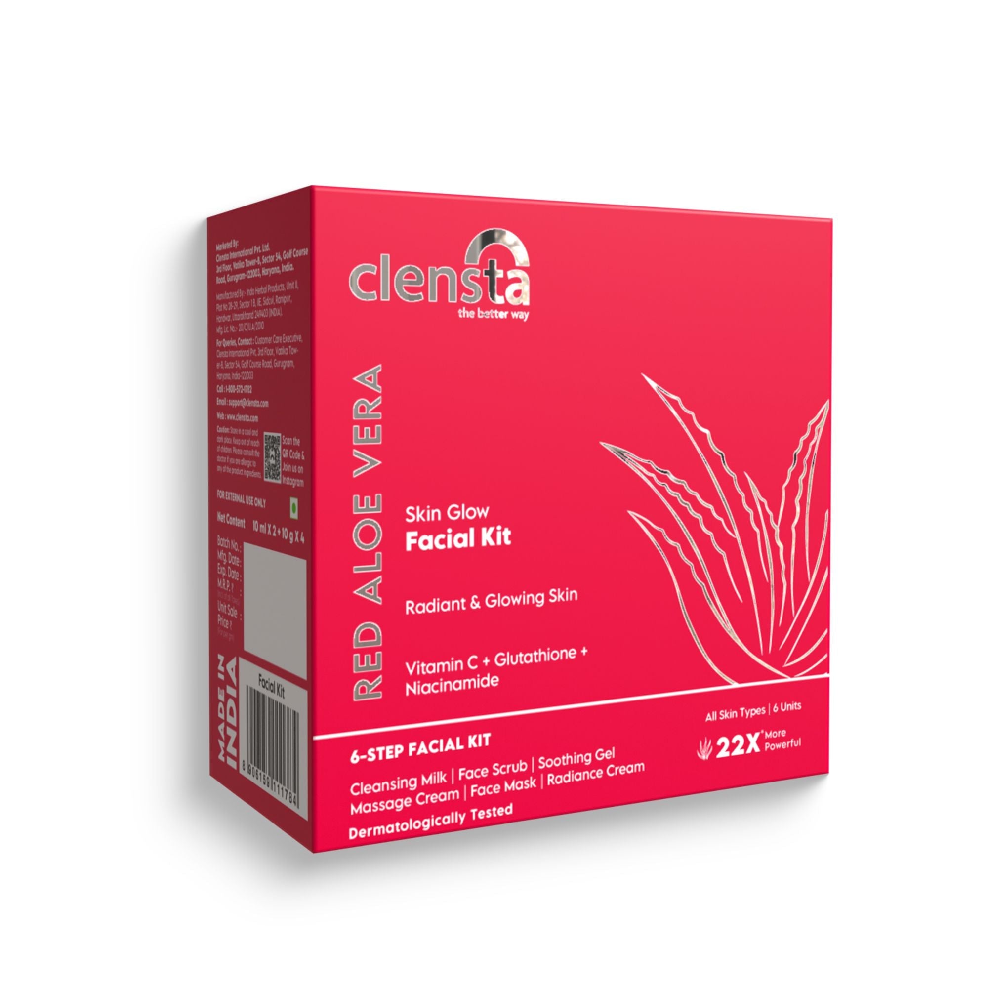 Clensta Red Aloe Vera Skin Glow Facial Kit